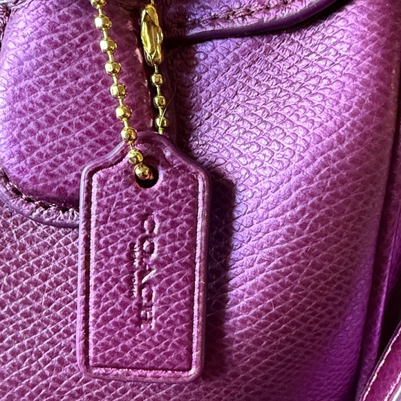 Coach Magenta Metallic Leather Mini Satchel Crossbody Purse - Picture 3 of 16